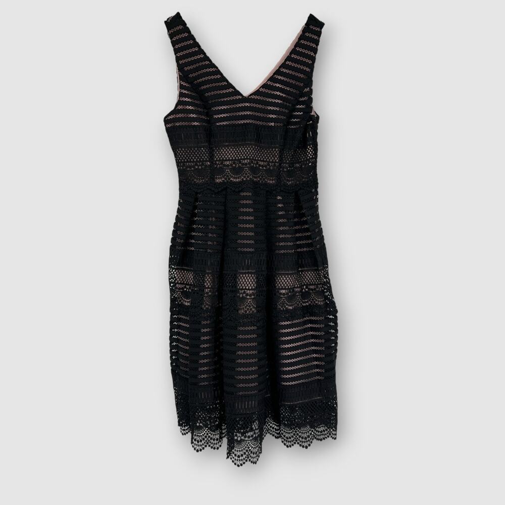 ModCloth Black Lace Fit & Flare Dress with Blush Lining Size M